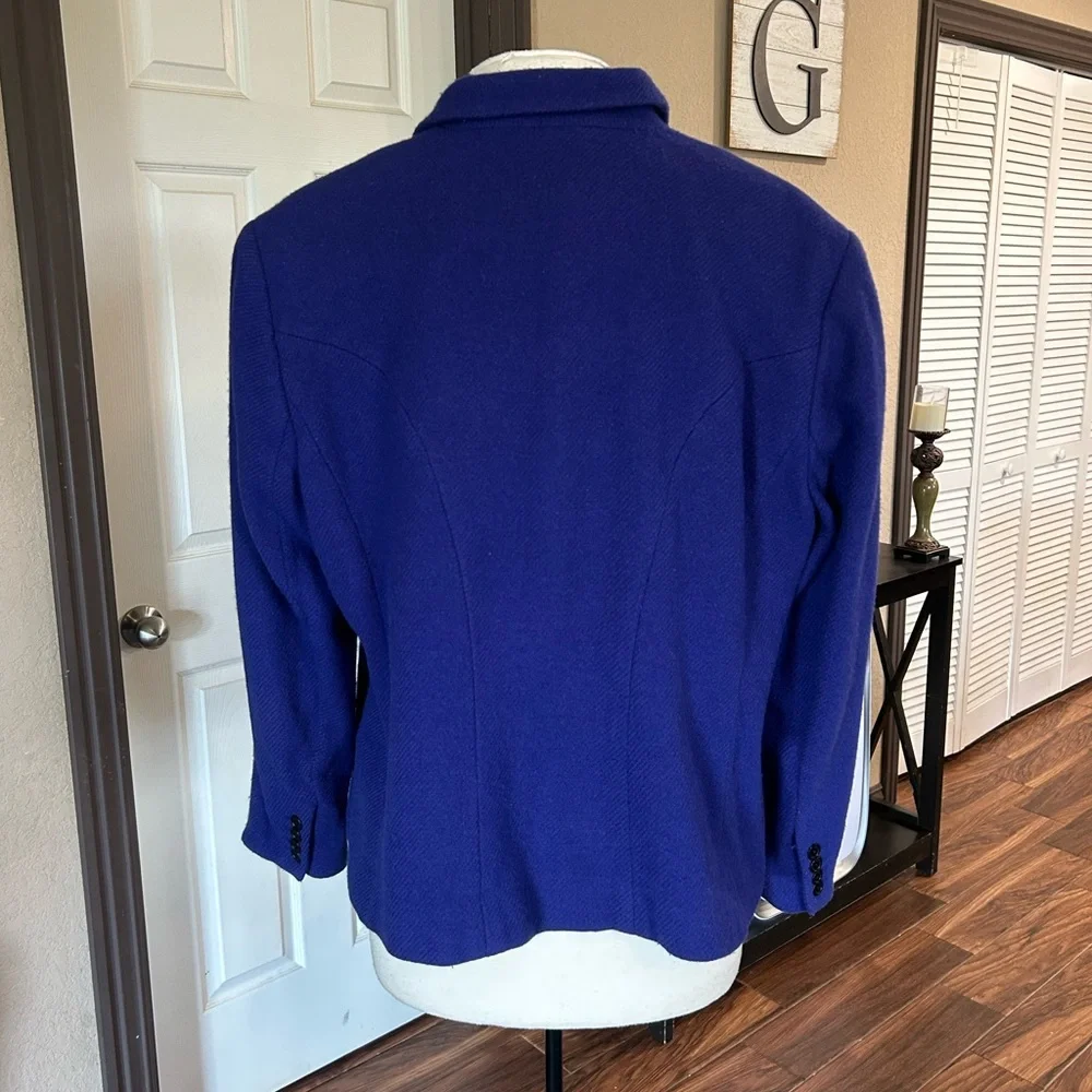 Lauren Ralph Lauren Blue Button Front Blazer Jacket - Picture 3 of 5